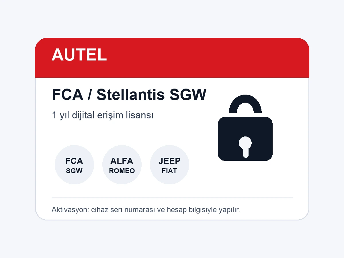 Autel FCA/Stellantis SGW Unlock 1 yıl dijital lisans görseli